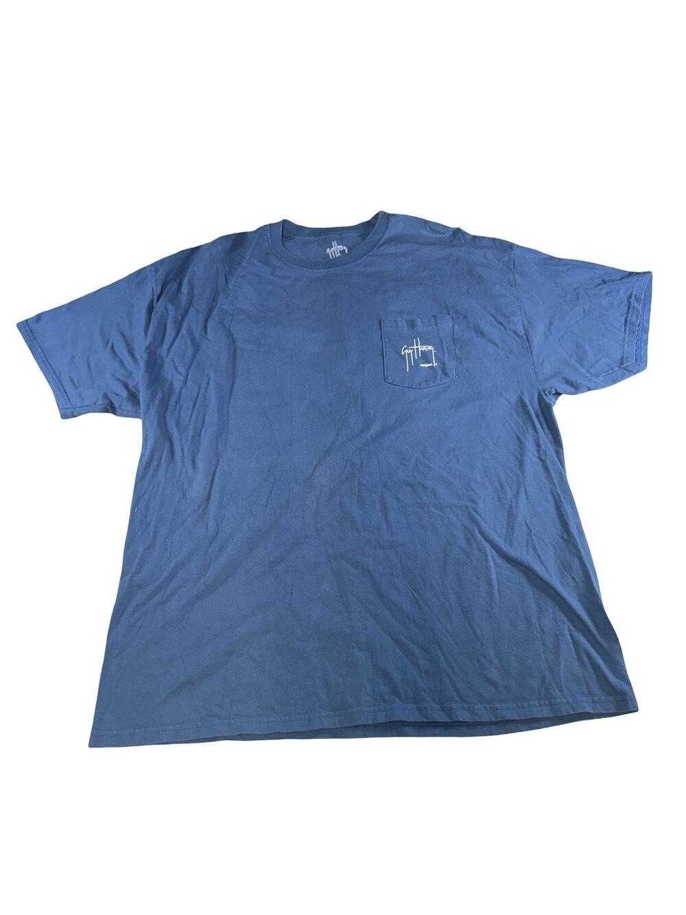 Guy Harvey Men’s 2XL Bluewater Blue Pocket T-Shirt Fishing Logo
